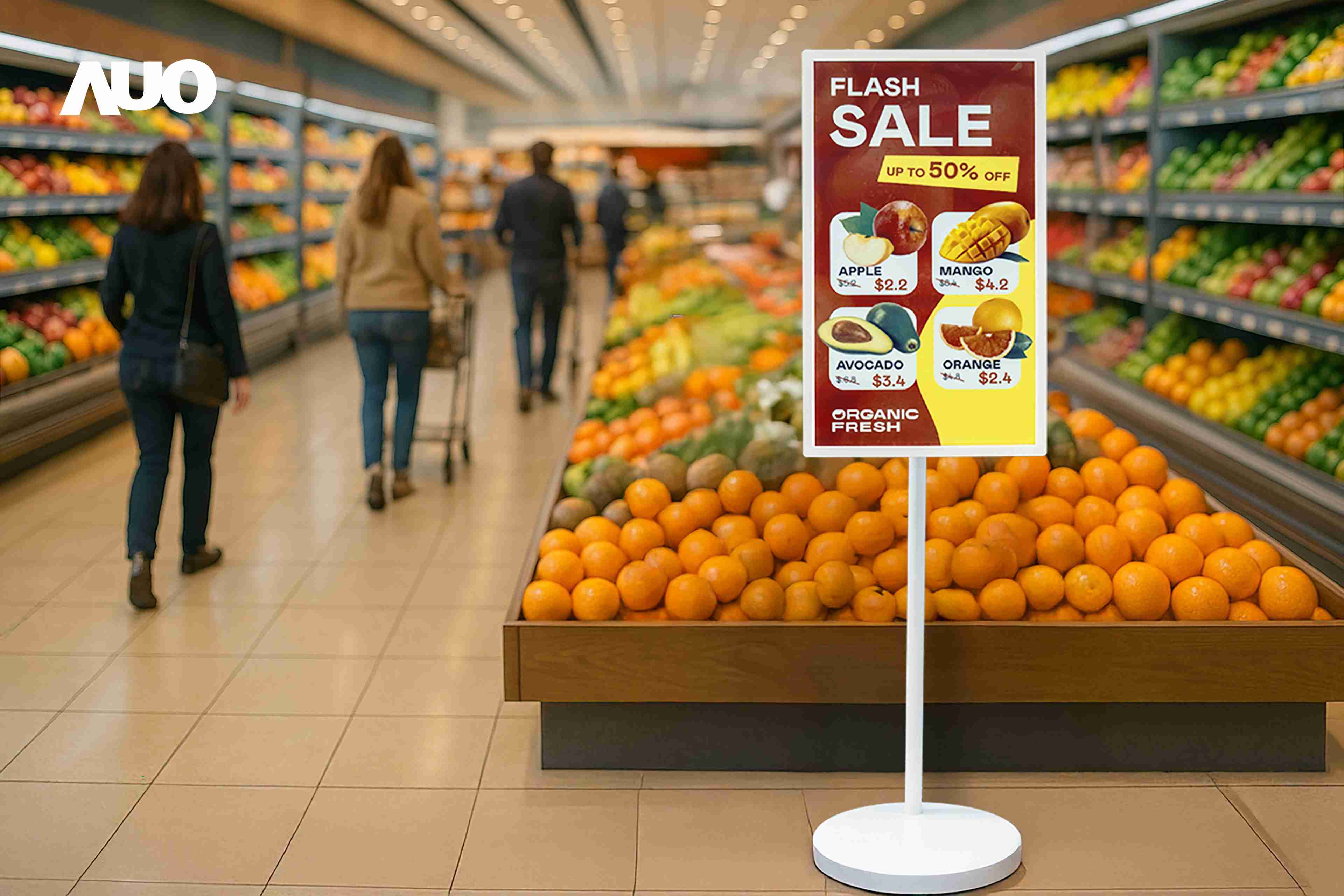 达擎首亮相低功耗、、、、全彩的〝aecoPost电子纸解决方案〞，，，仅在更新画面时需要微量的电力驱动，，，，无需布建电线的便捷设计，，，使其可灵活应用、、、随意置放，，，，并可透过云端或行动装置app，，轻松管理及排程广告内容，，，晋升店头营销利器。。。。